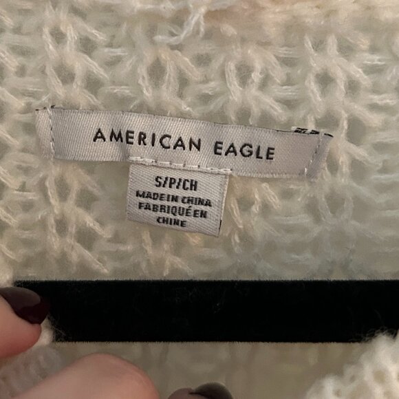 American Eagle Crochet Oversized Sweater Cream - Picture 4 of 5